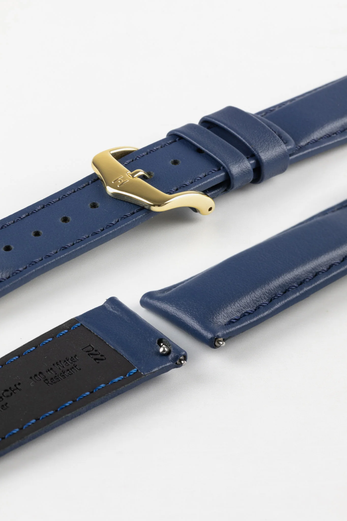 Hirsch RUNNER Water-Resistant Calf Leather Watch Strap in BLUE - Image 5