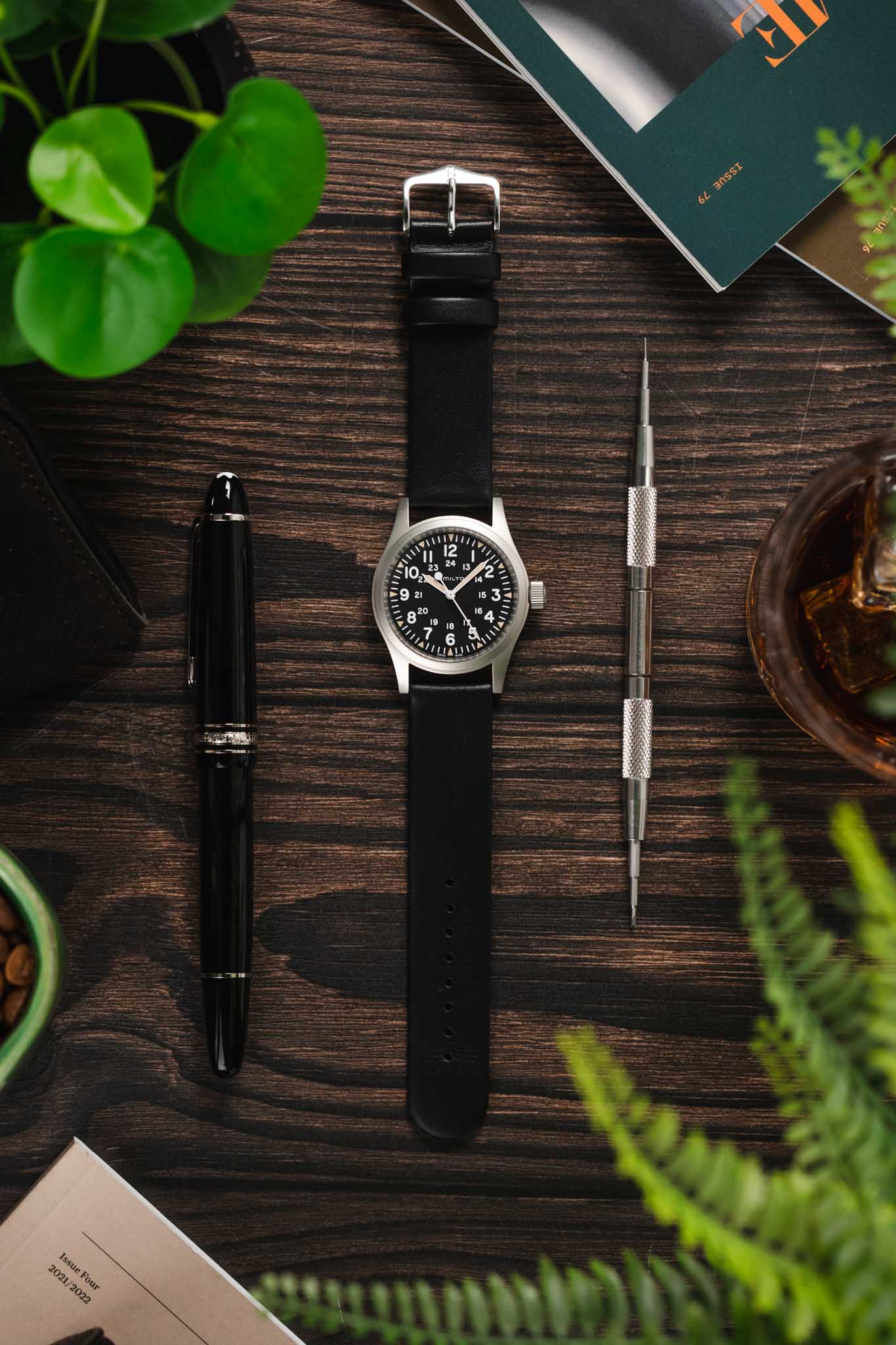 Hirsch SCANDIC Calf Leather Watch Strap in BLACK - Image 6