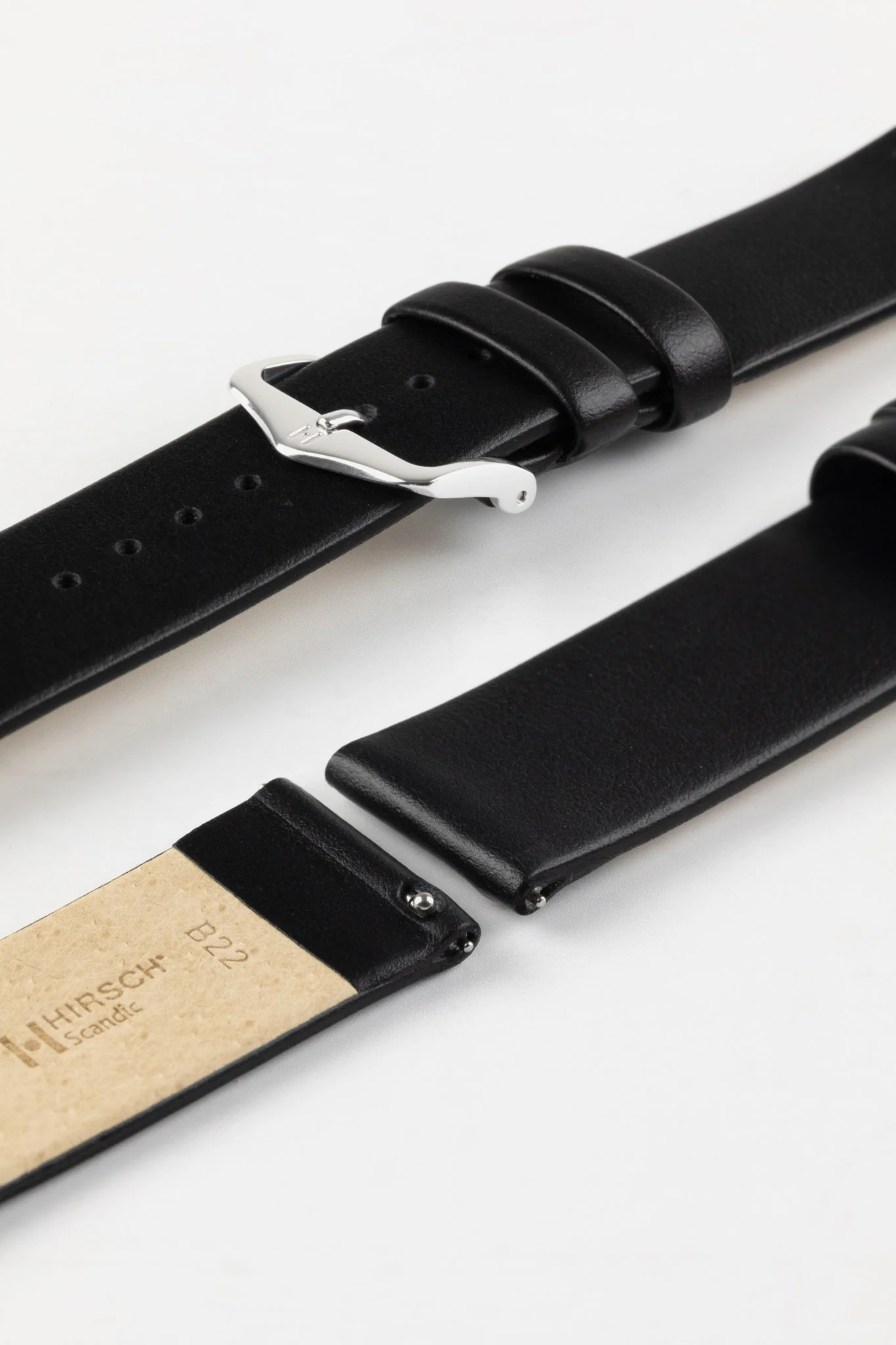 Hirsch SCANDIC Calf Leather Watch Strap in BLACK - Image 7