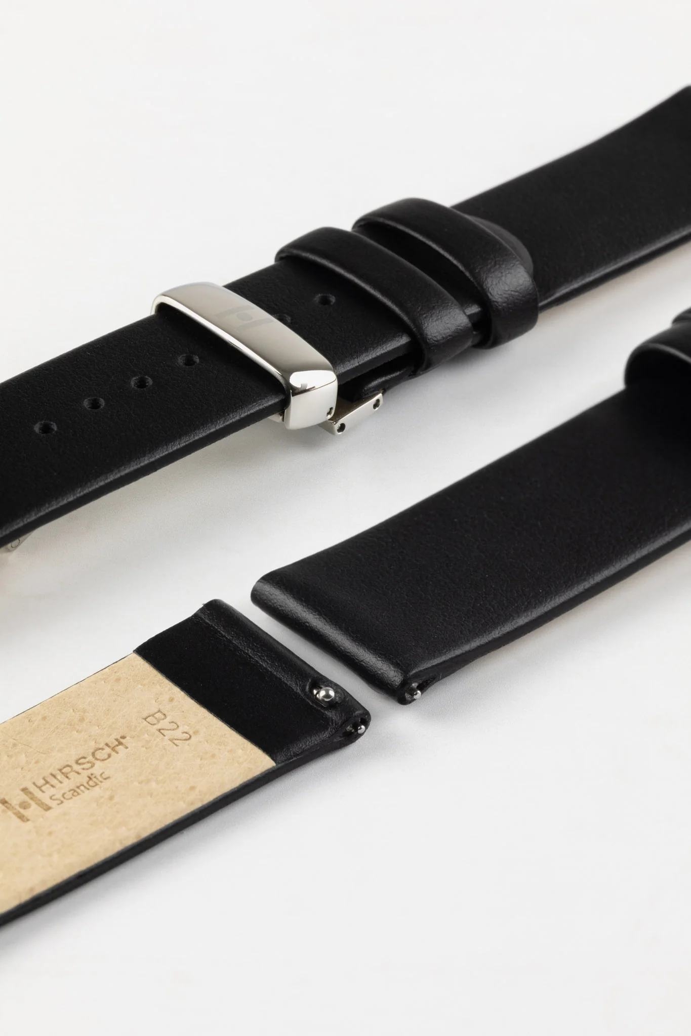 Hirsch SCANDIC Calf Leather Watch Strap in BLACK - Image 9