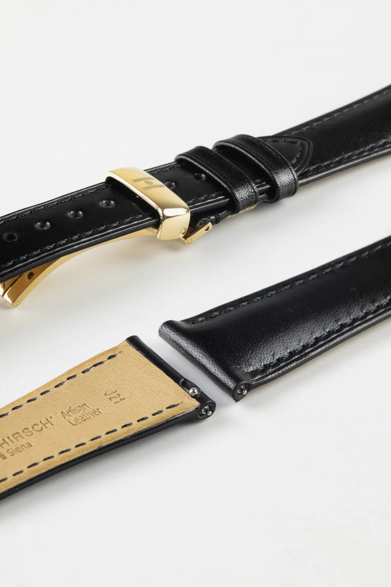 Hirsch SIENA Tuscan Leather Watch Strap in BLACK - Image 11