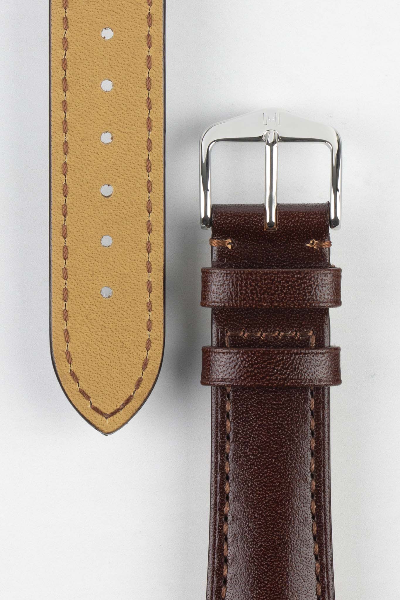 Hirsch SIENA Tuscan Leather Watch Strap in BROWN - Image 3