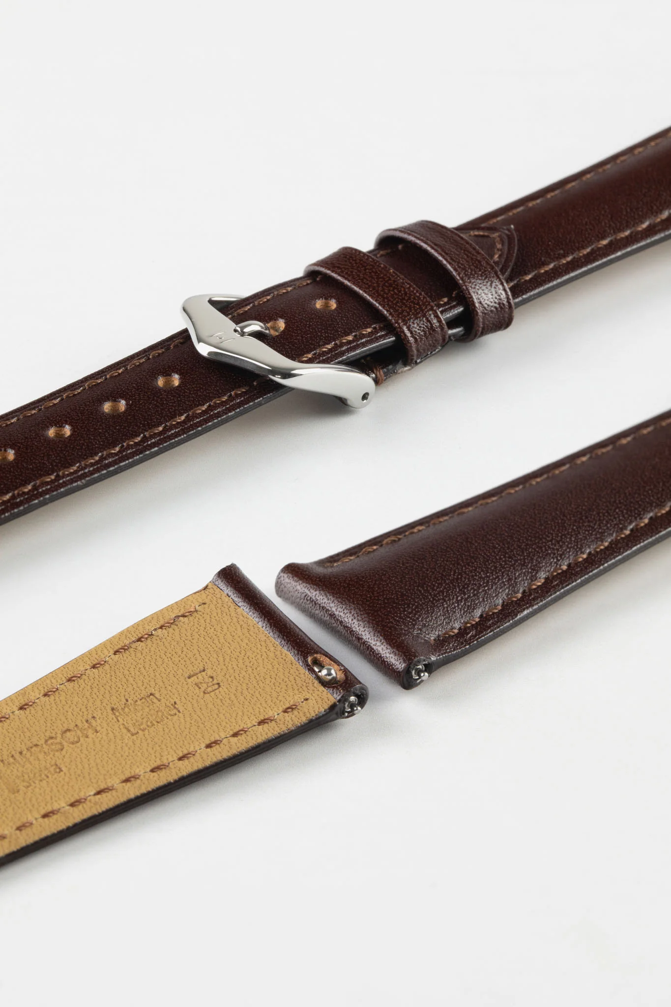 Hirsch SIENA Tuscan Leather Watch Strap in BROWN - Image 7