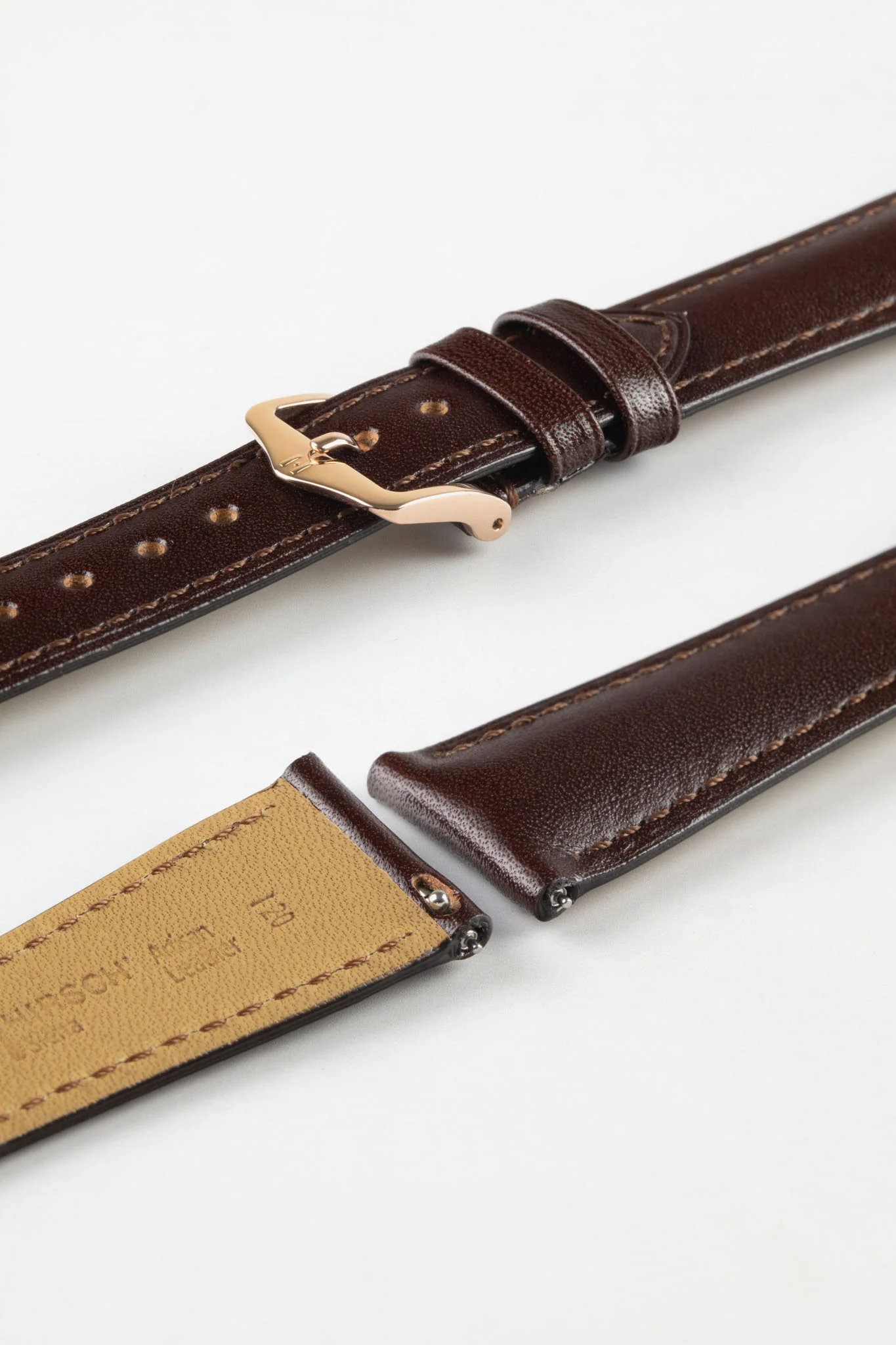 Hirsch SIENA Tuscan Leather Watch Strap in BROWN - Image 9