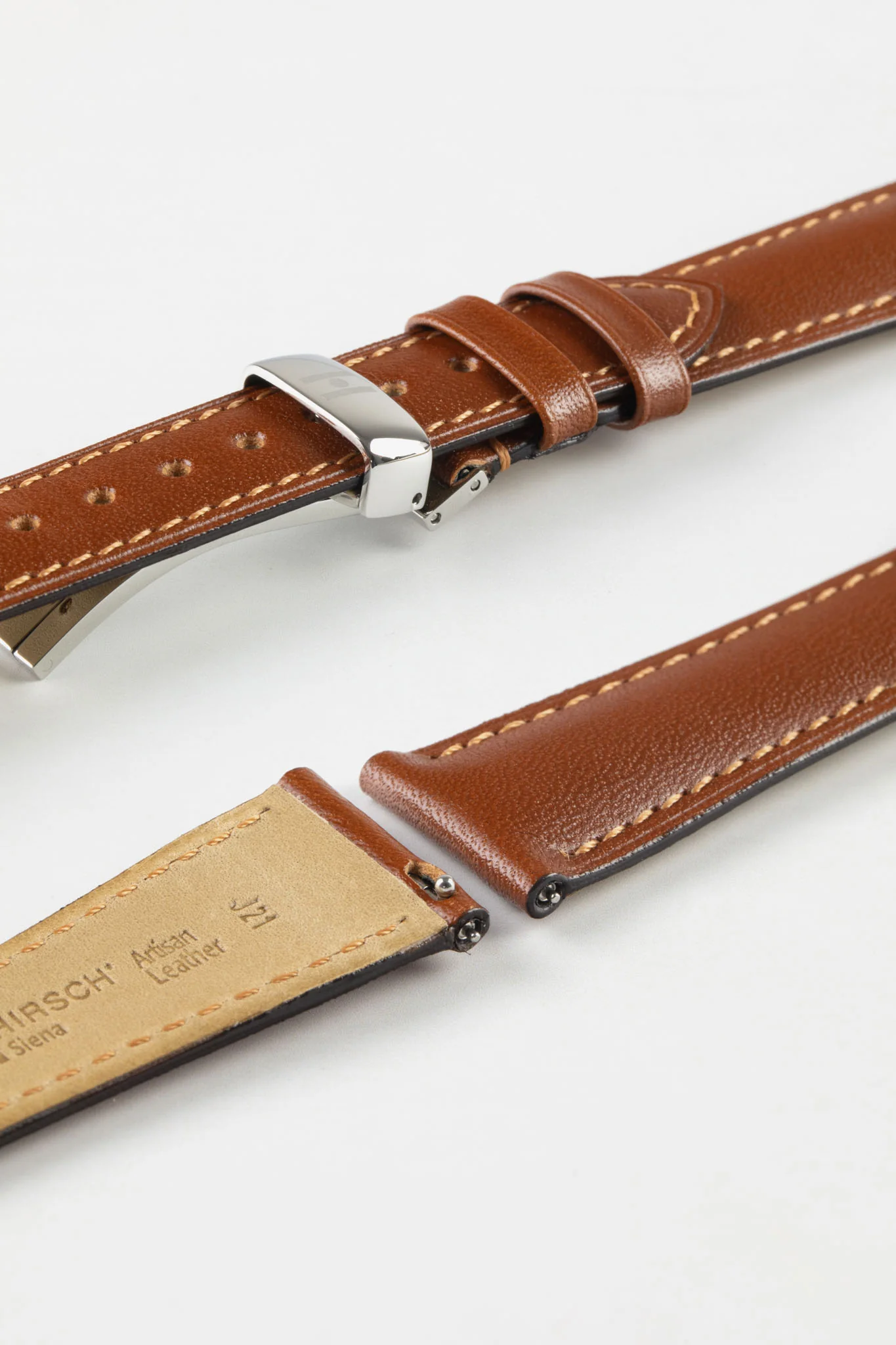 Hirsch SIENA Tuscan Leather Watch Strap in GOLD BROWN - Image 10