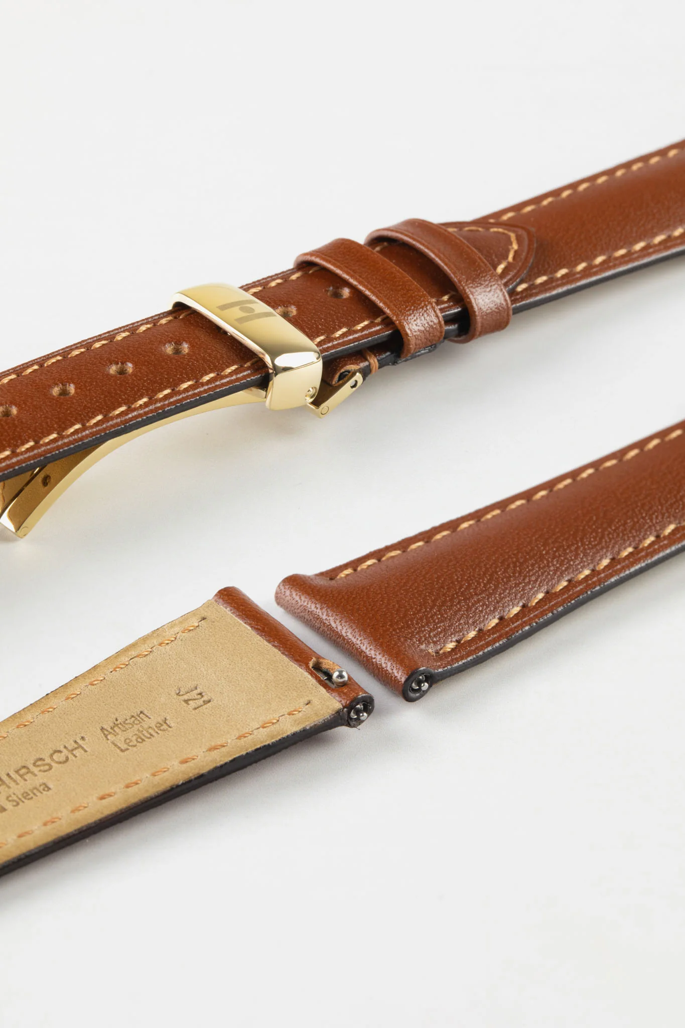 Hirsch SIENA Tuscan Leather Watch Strap in GOLD BROWN - Image 11