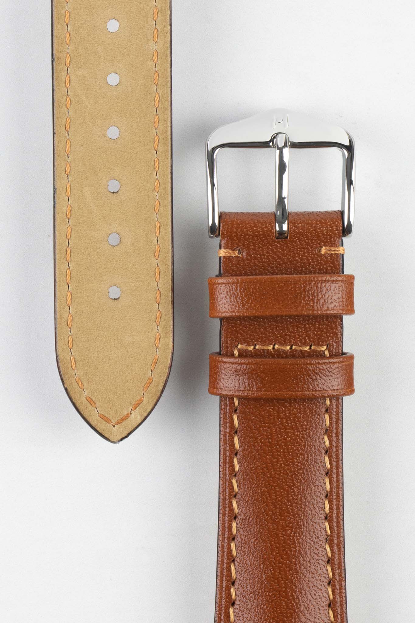 Hirsch SIENA Tuscan Leather Watch Strap in GOLD BROWN - Image 3