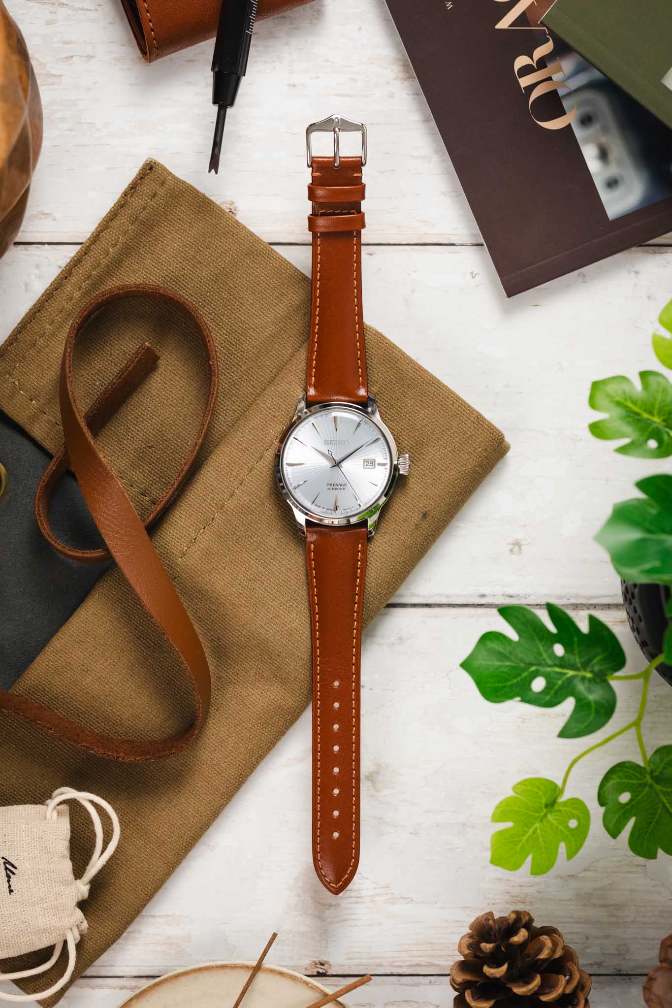 Hirsch SIENA Tuscan Leather Watch Strap in GOLD BROWN - Image 6