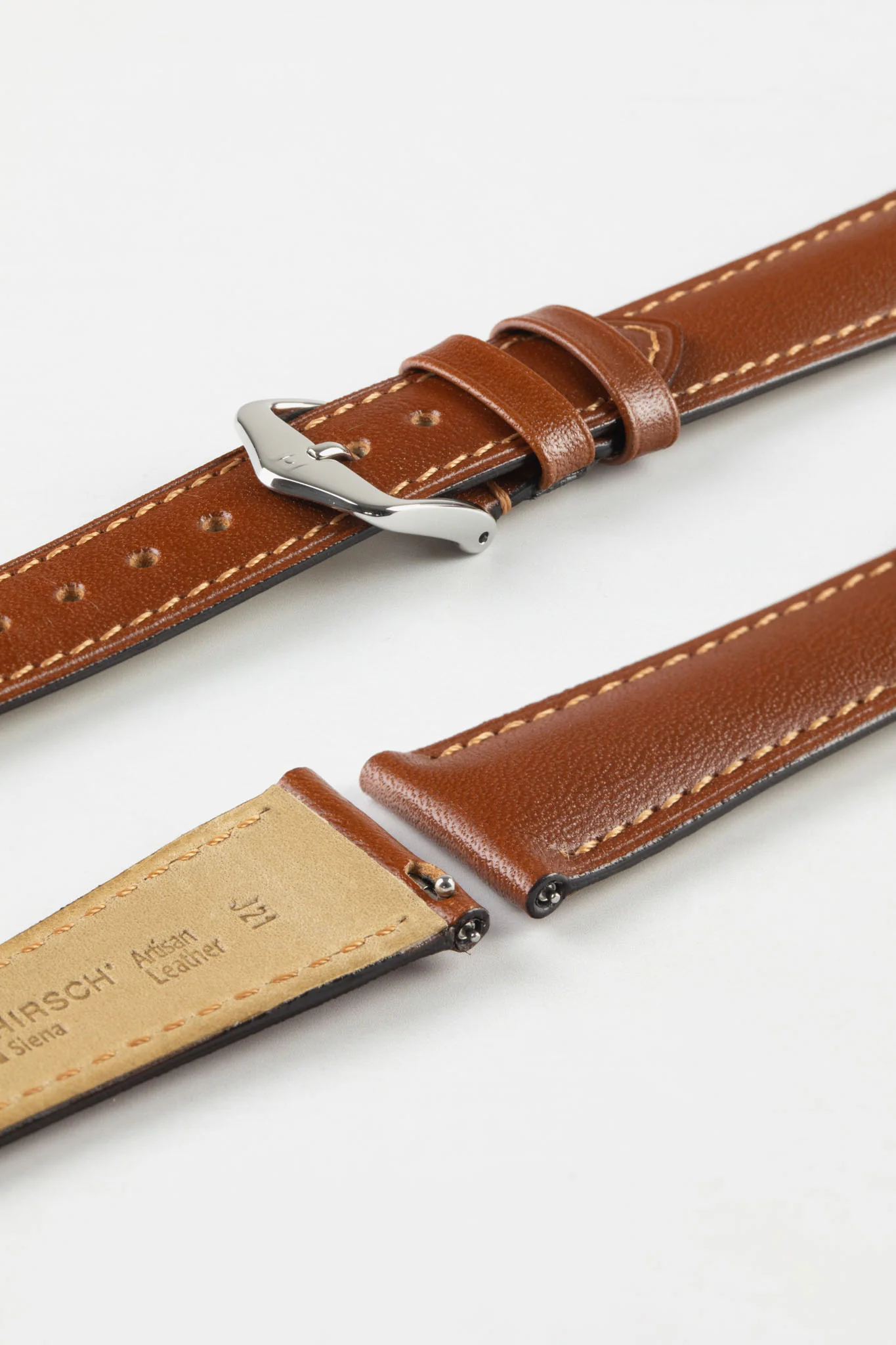 Hirsch SIENA Tuscan Leather Watch Strap in GOLD BROWN - Image 7