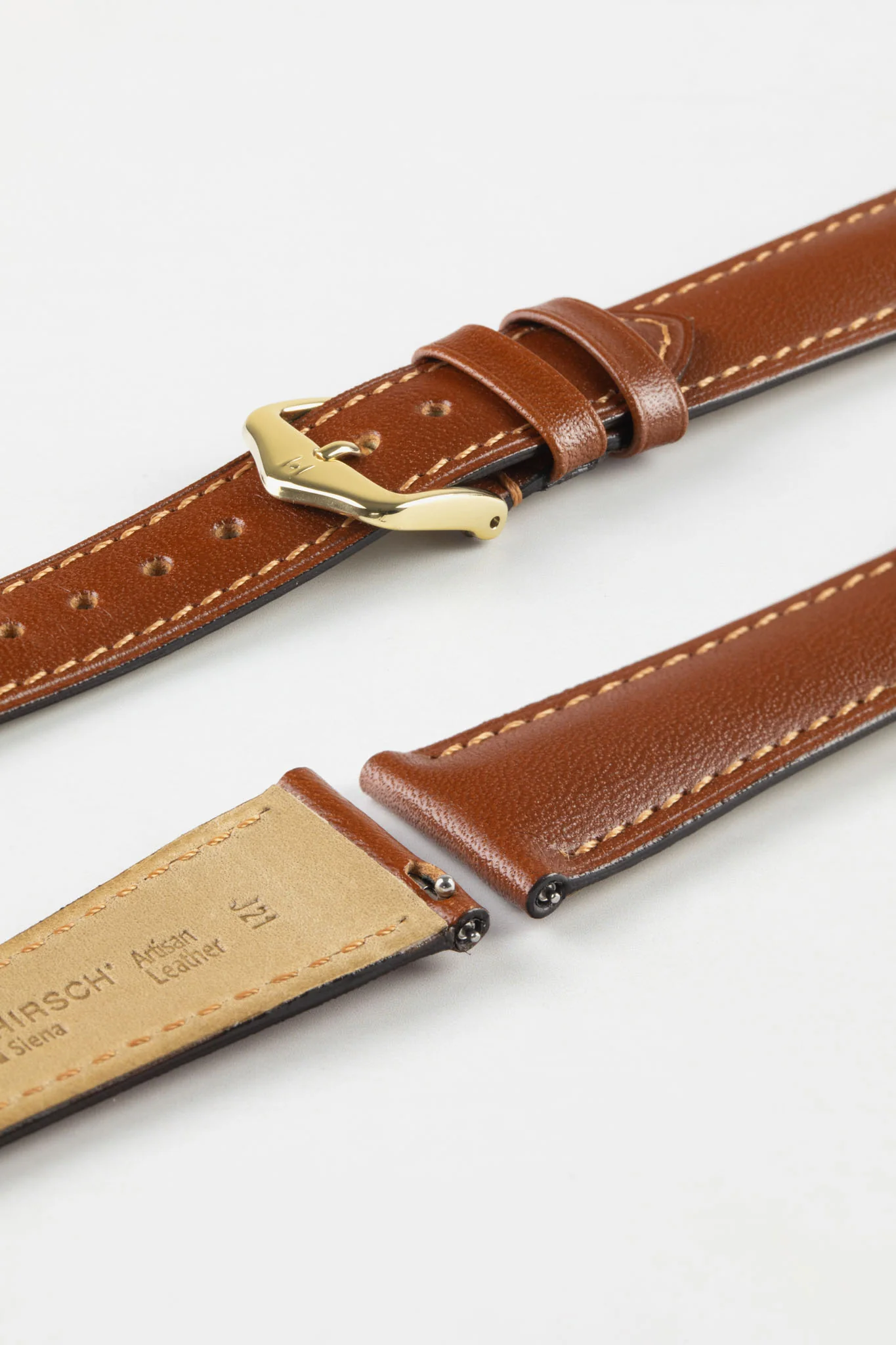 Hirsch SIENA Tuscan Leather Watch Strap in GOLD BROWN - Image 8