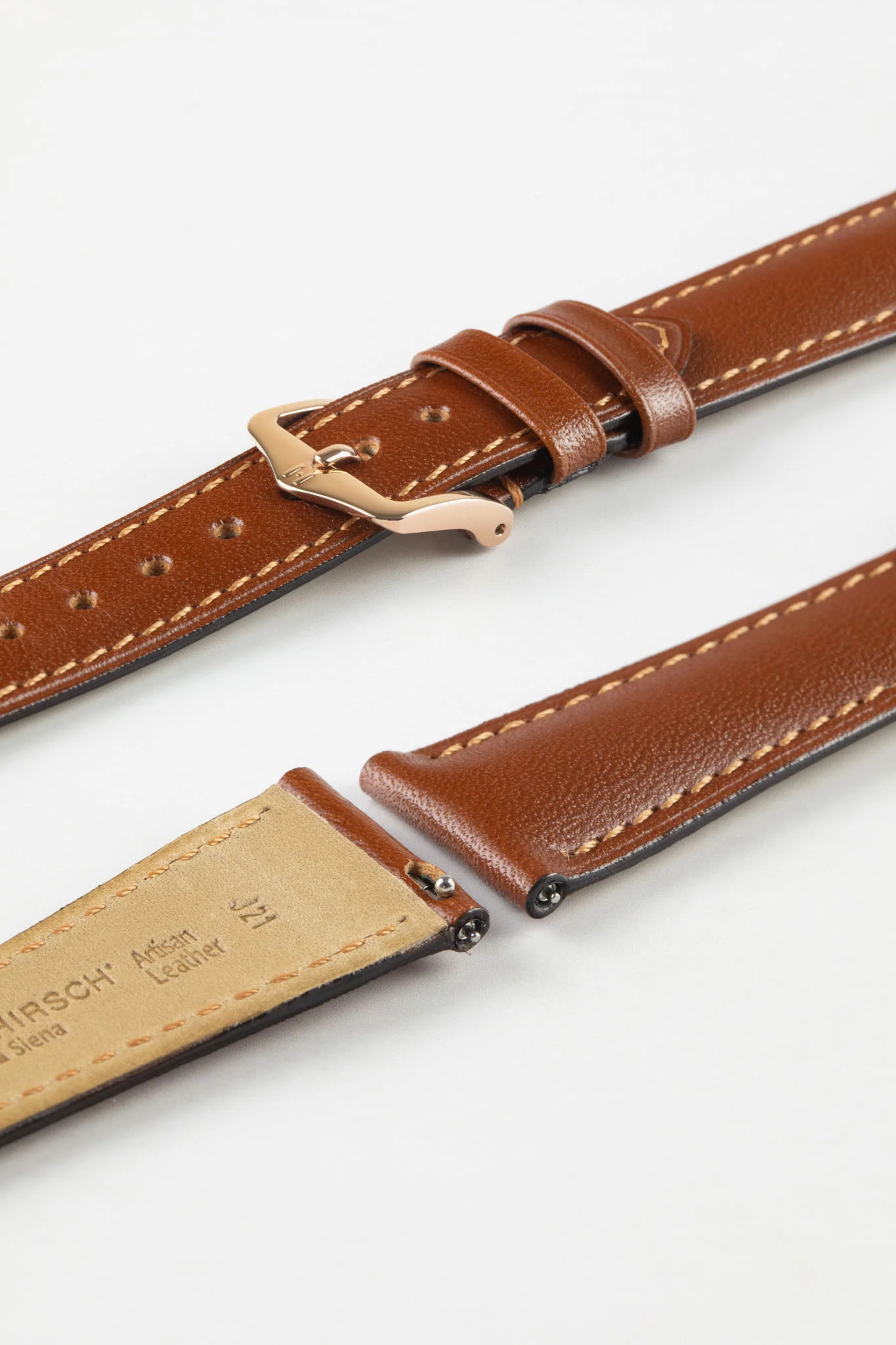 Hirsch SIENA Tuscan Leather Watch Strap in GOLD BROWN - Image 9