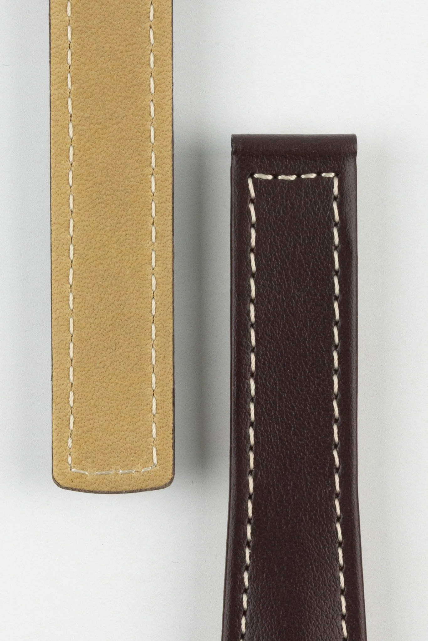 Hirsch SPEED Calfskin Deployment Watch Strap in BROWN/WHITE - Image 3
