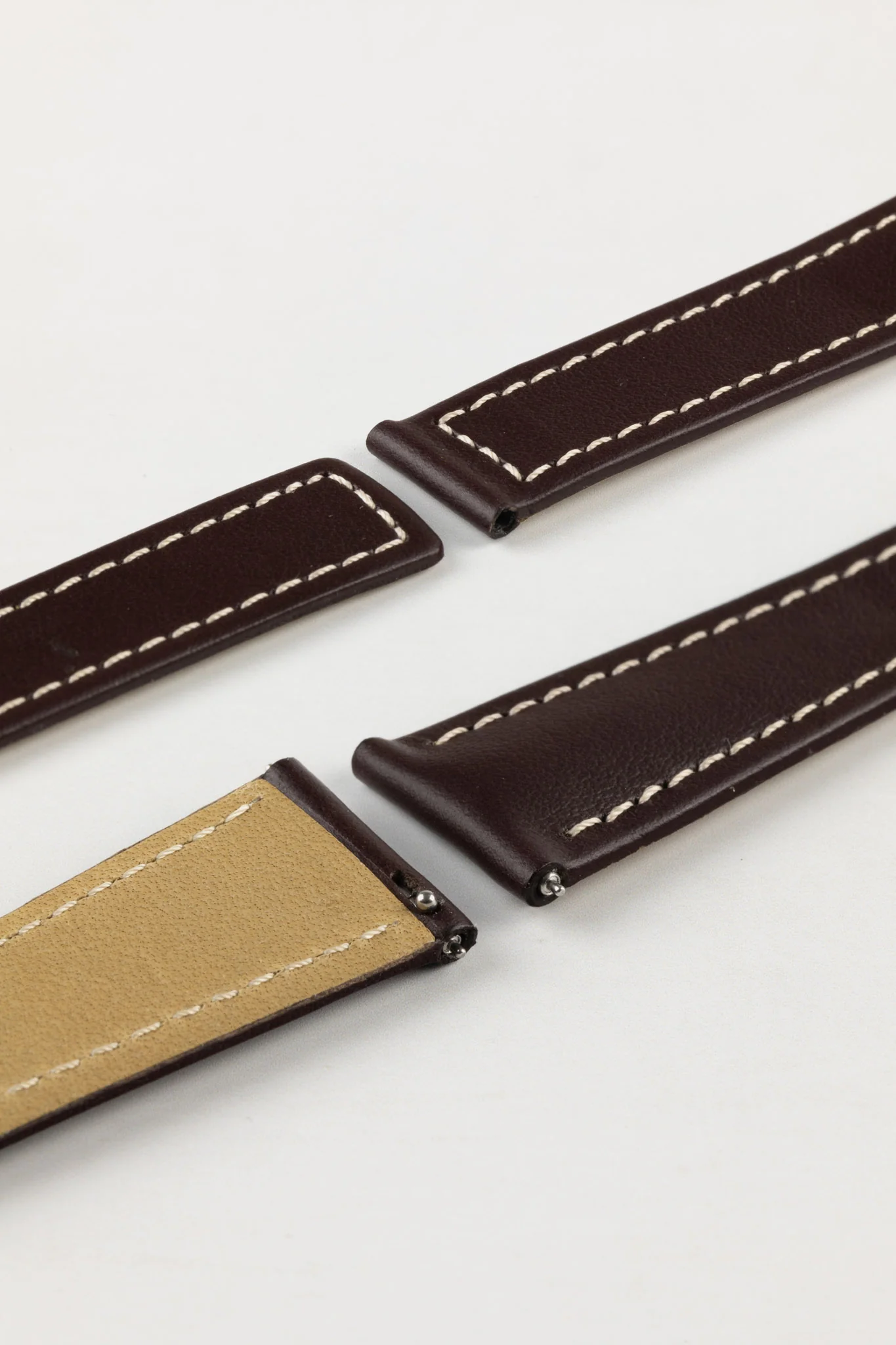 Hirsch SPEED Calfskin Deployment Watch Strap in BROWN/WHITE - Image 5