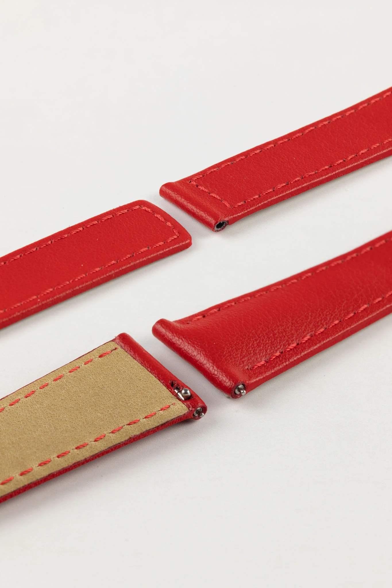 Hirsch SPEED Calfskin Deployment Watch Strap in RED - Image 5