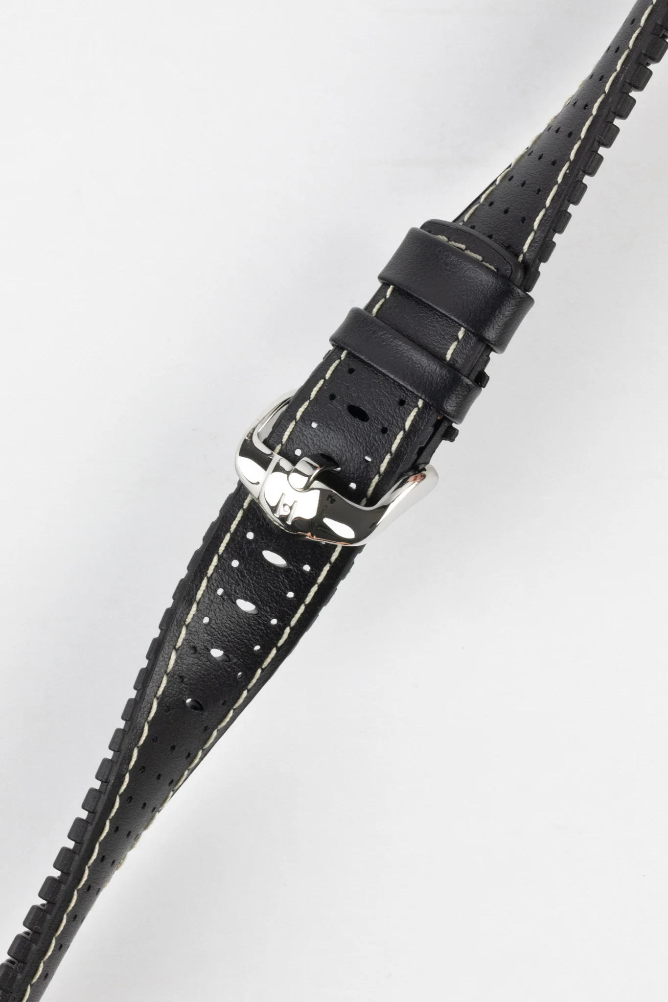 Hirsch TIGER Perforated Leather Performance Watch Strap in BLACK - Image 5