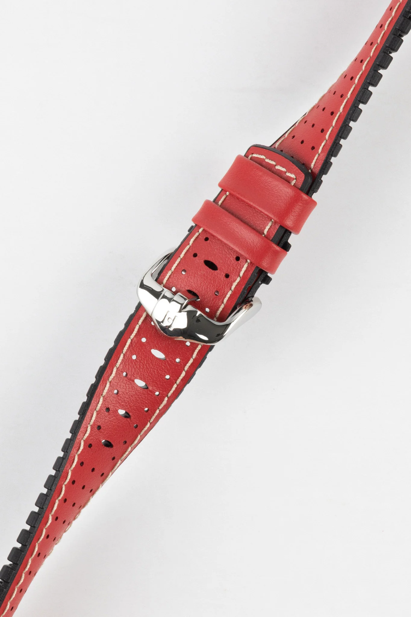 Hirsch TIGER Perforated Leather Performance Watch Strap in RED - Image 5