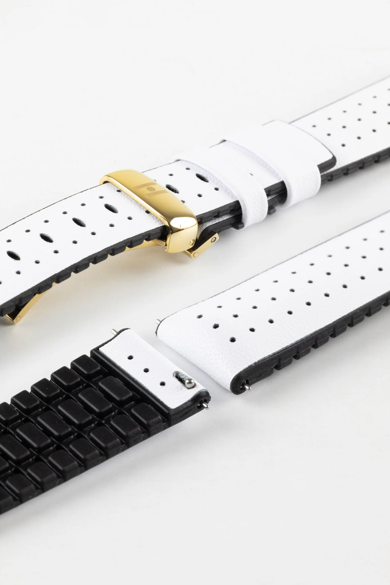 Hirsch TIGER Perforated Leather Performance Watch Strap in WHITE - Image 11
