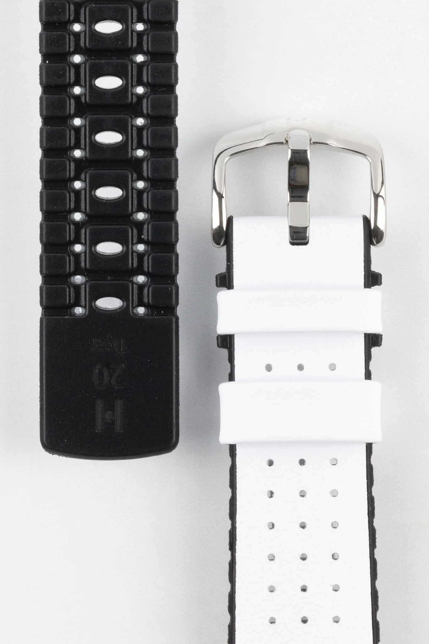 Hirsch TIGER Perforated Leather Performance Watch Strap in WHITE - Image 3