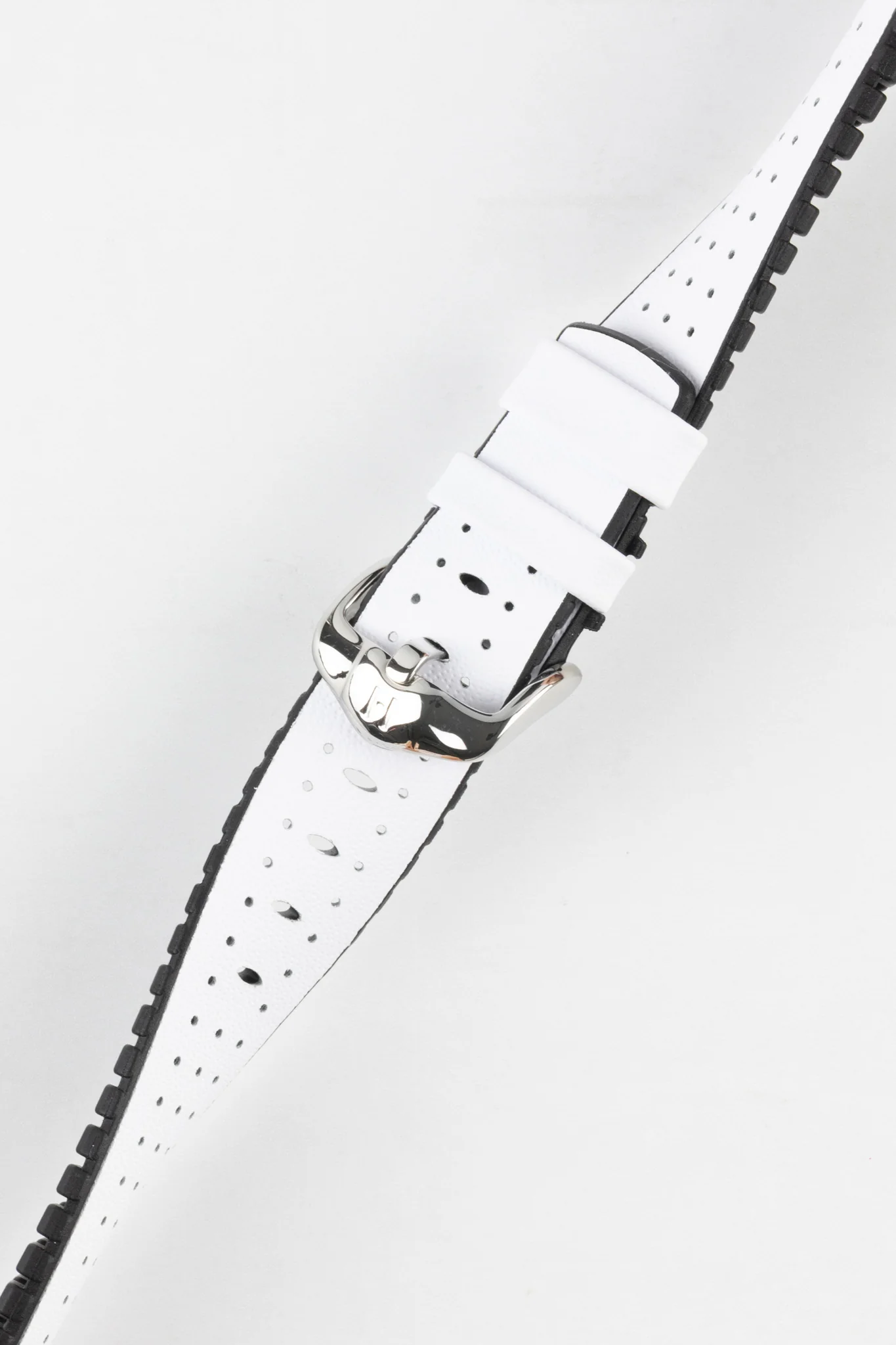 Hirsch TIGER Perforated Leather Performance Watch Strap in WHITE - Image 5