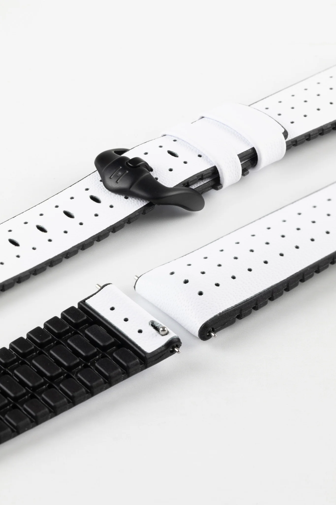 Hirsch TIGER Perforated Leather Performance Watch Strap in WHITE - Image 8