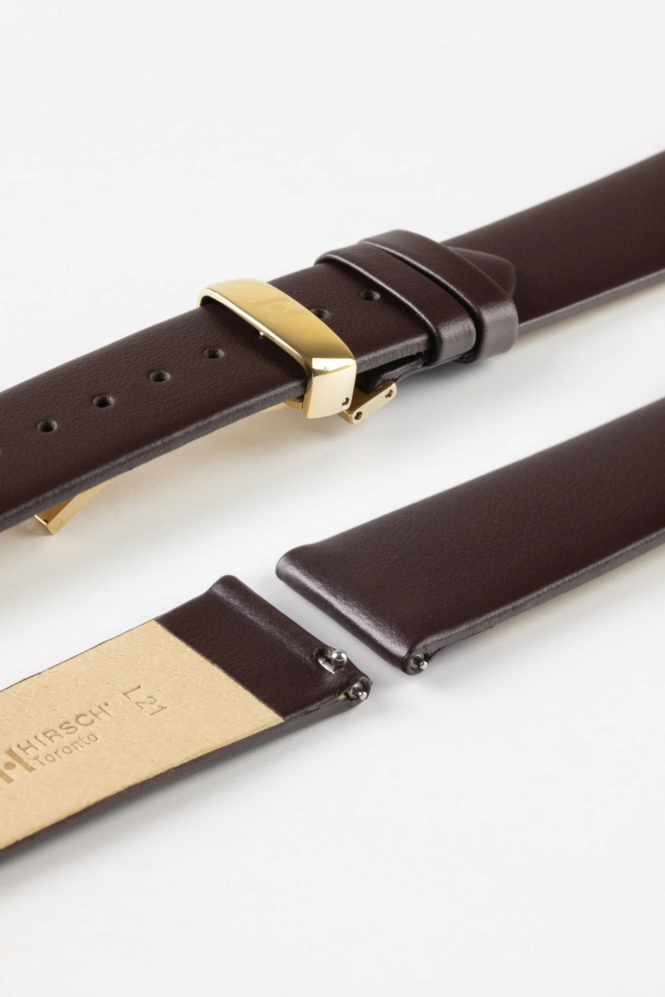 Hirsch TORONTO Quick-Release Fine-Grained Leather Watch Strap in BROWN - Image 10