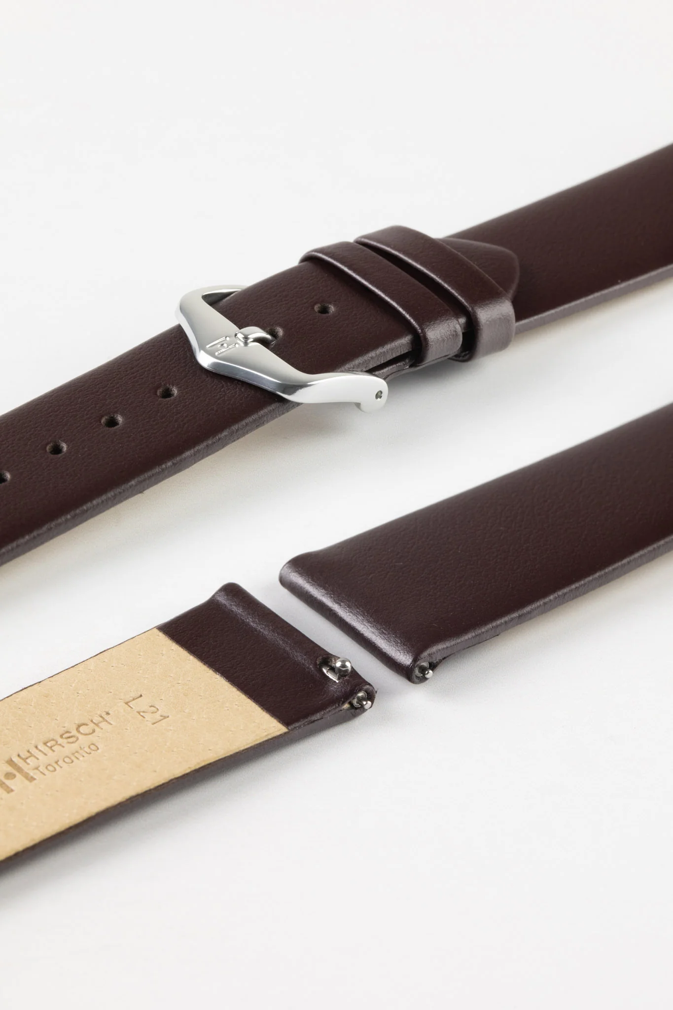 Hirsch TORONTO Quick-Release Fine-Grained Leather Watch Strap in BROWN - Image 7