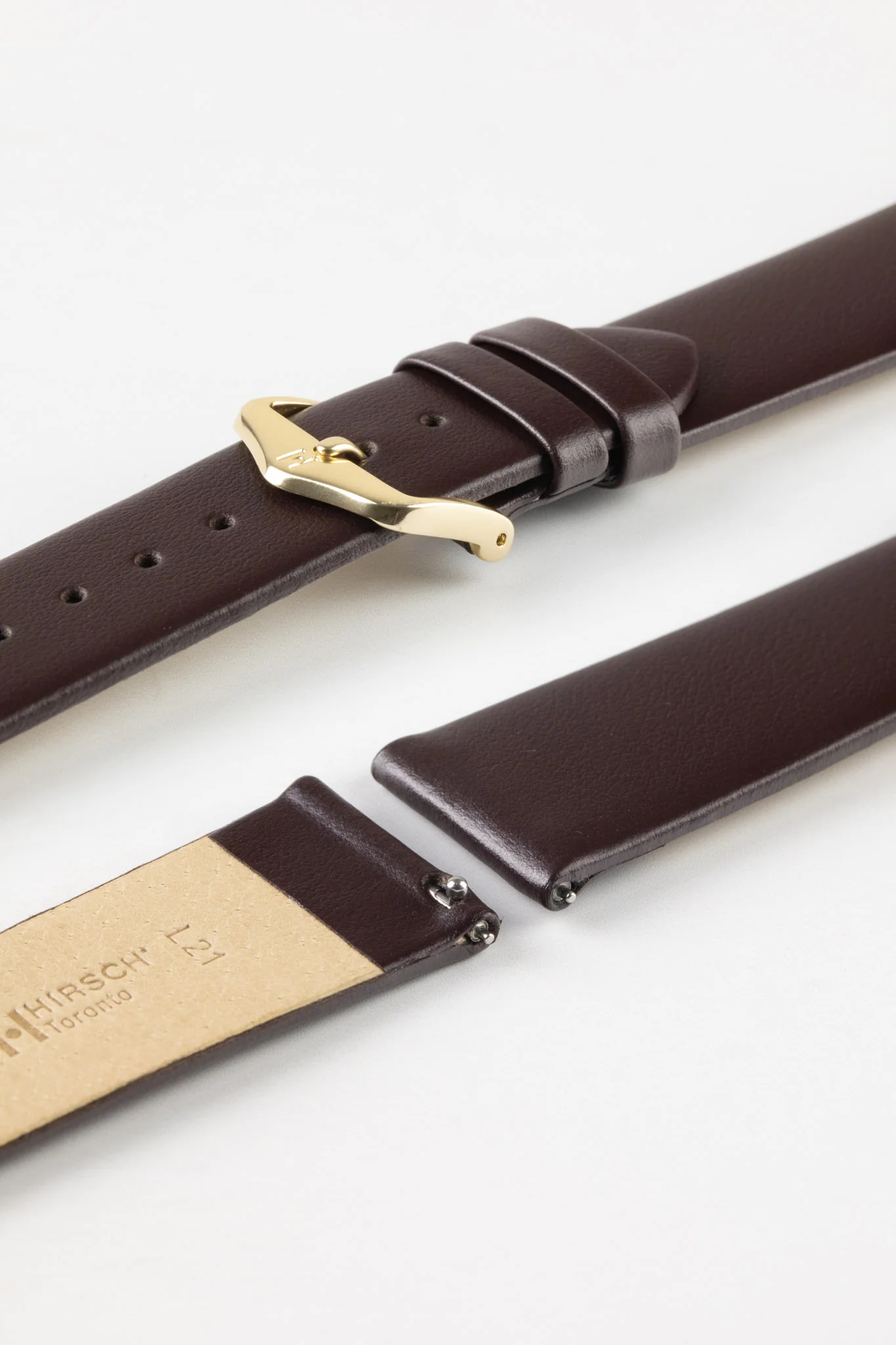 Hirsch TORONTO Quick-Release Fine-Grained Leather Watch Strap in BROWN - Image 8