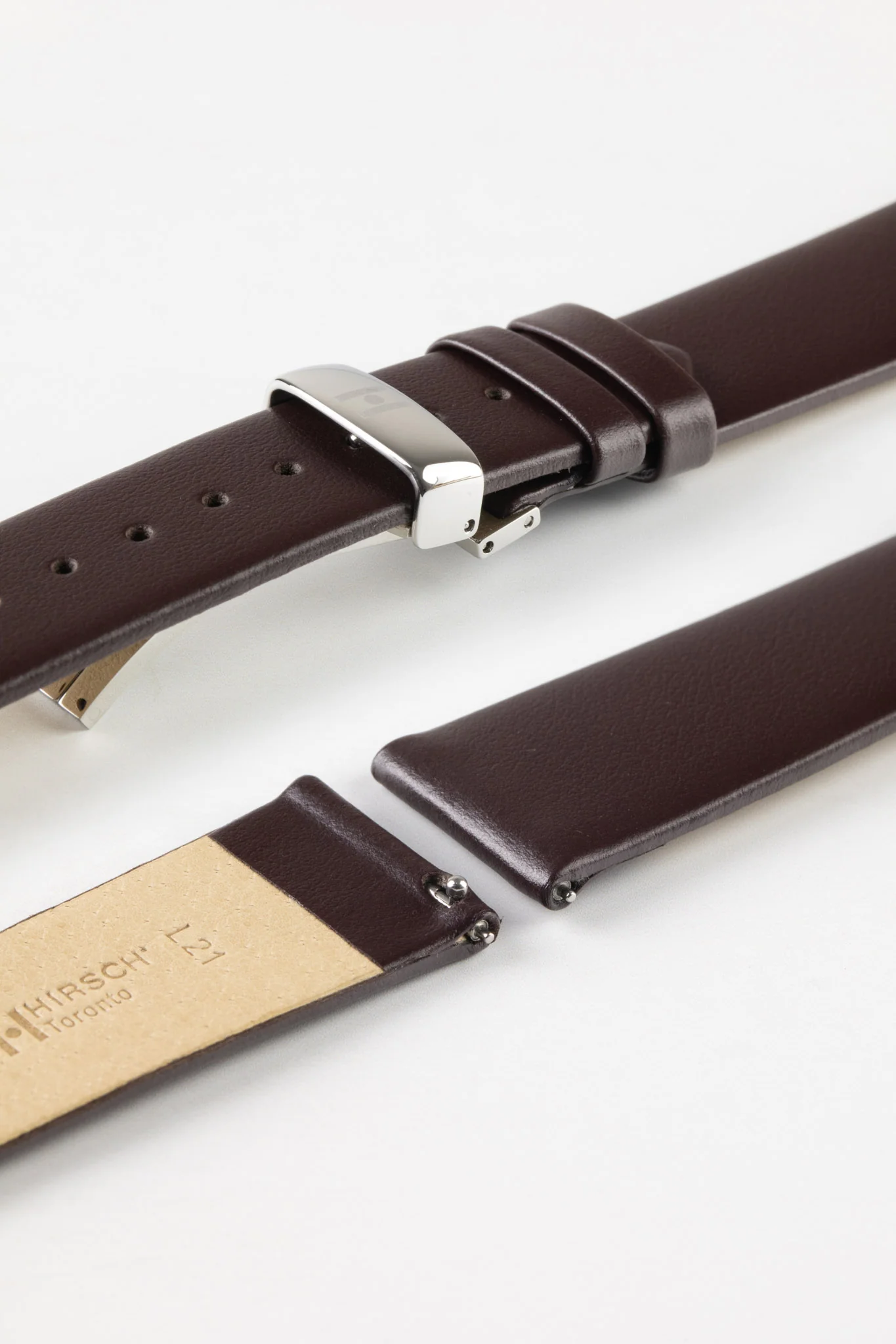 Hirsch TORONTO Quick-Release Fine-Grained Leather Watch Strap in BROWN - Image 9