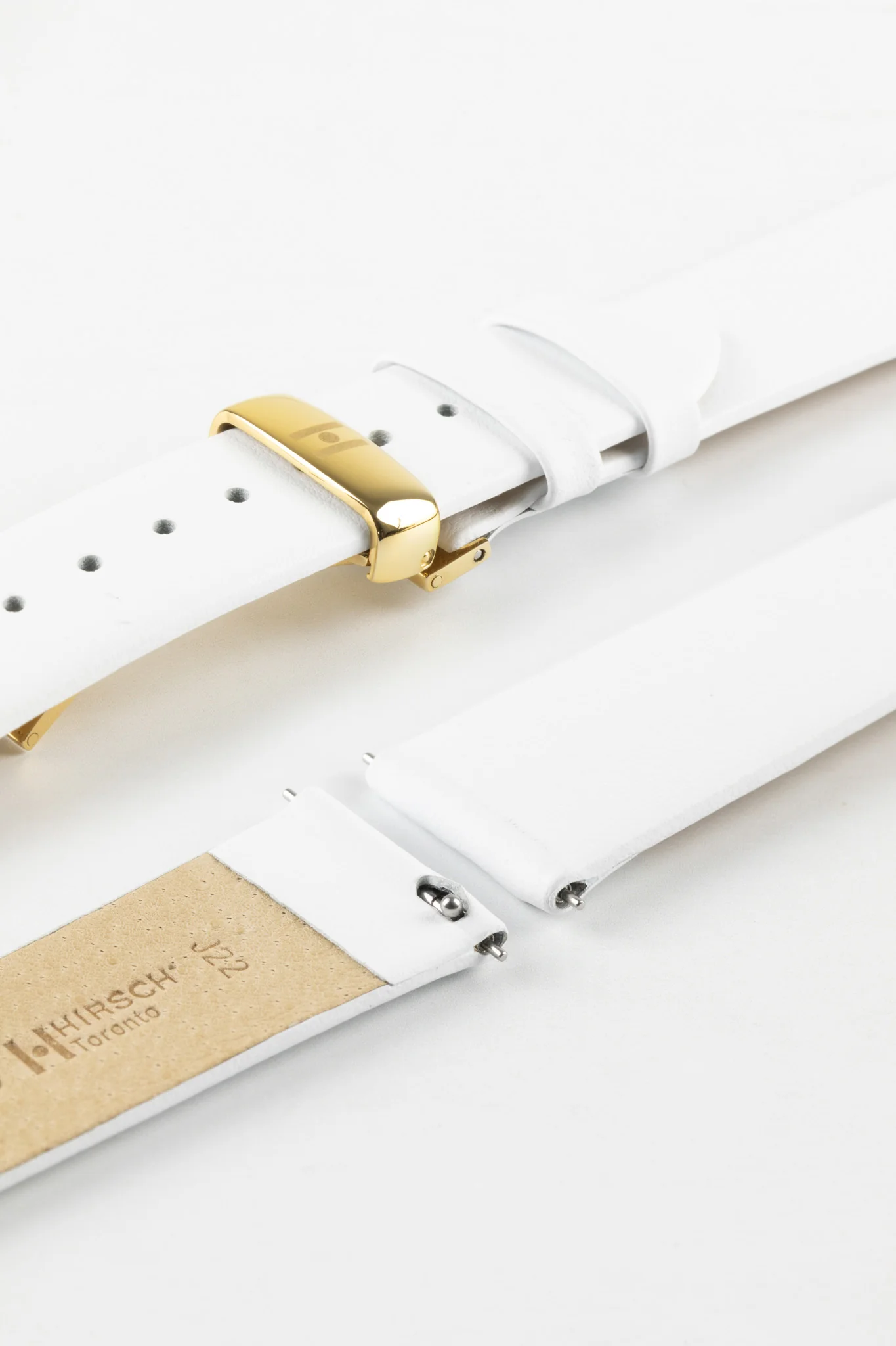 Hirsch TORONTO Quick-Release Fine-Grained Leather Watch Strap in WHITE - Image 10