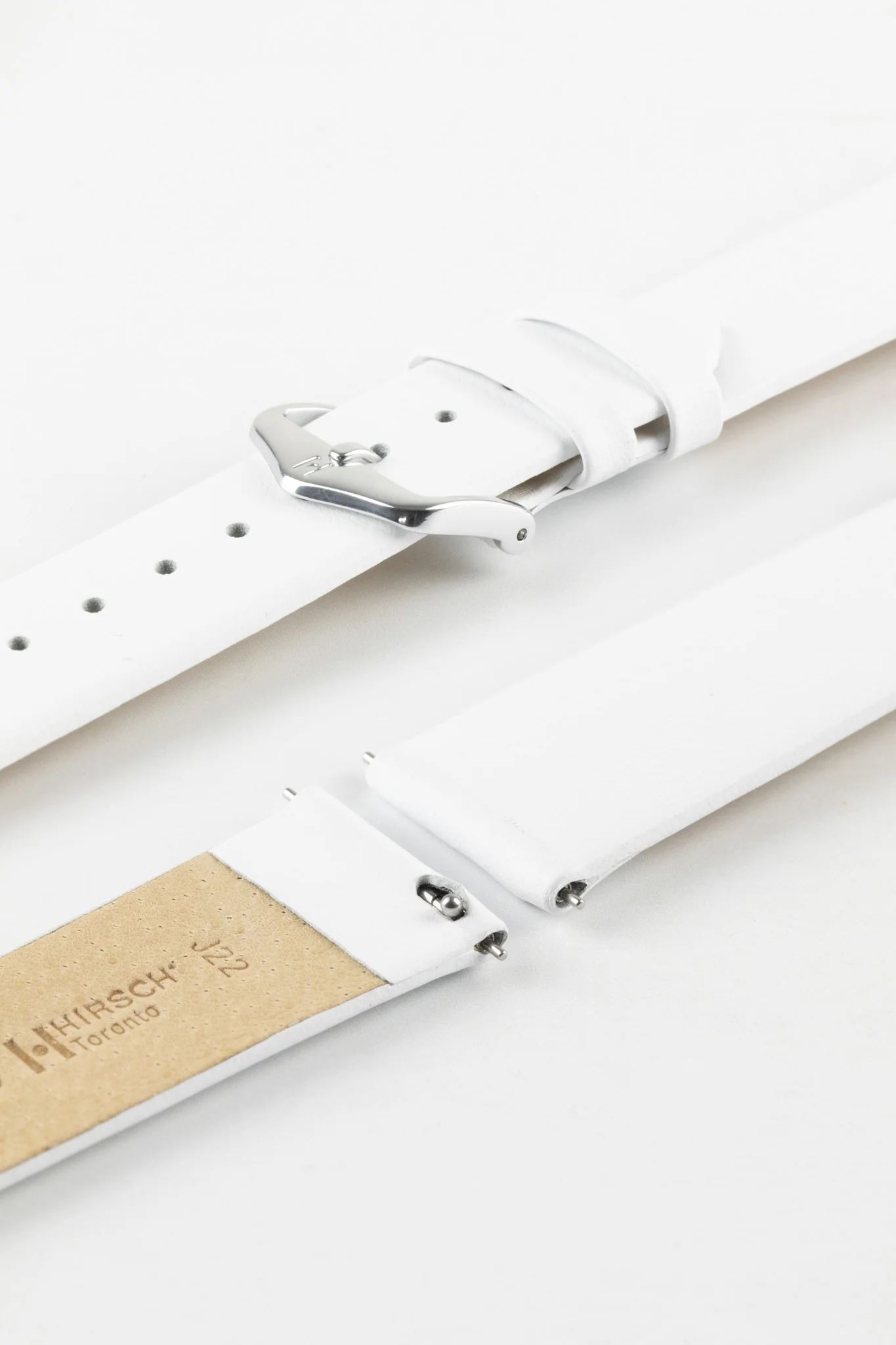 Hirsch TORONTO Quick-Release Fine-Grained Leather Watch Strap in WHITE - Image 7