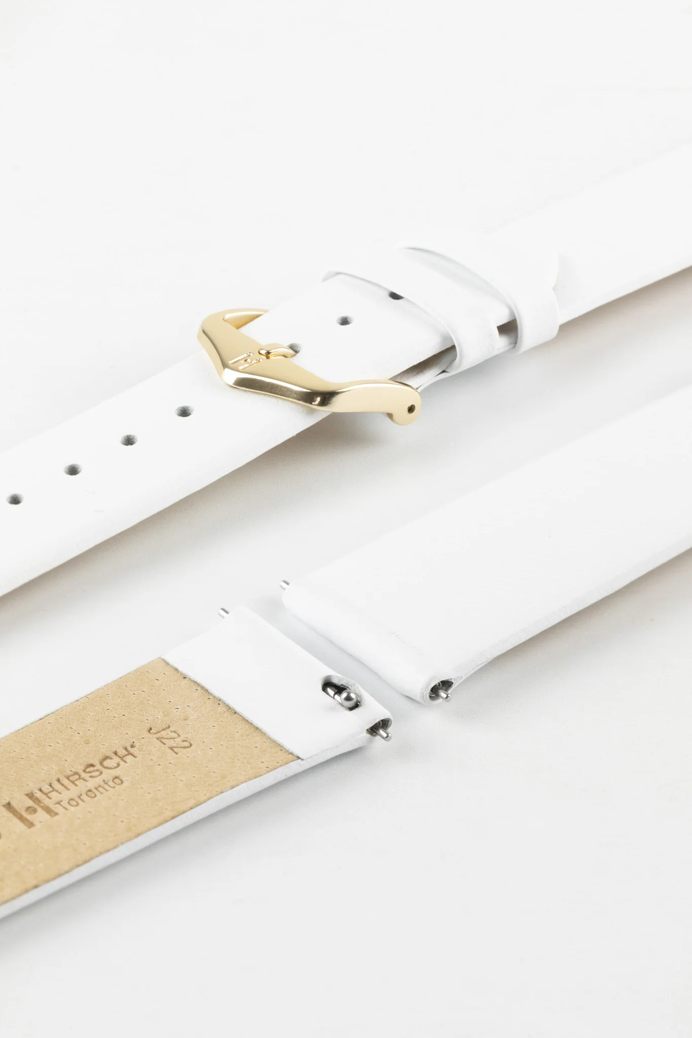 Hirsch TORONTO Quick-Release Fine-Grained Leather Watch Strap in WHITE - Image 8