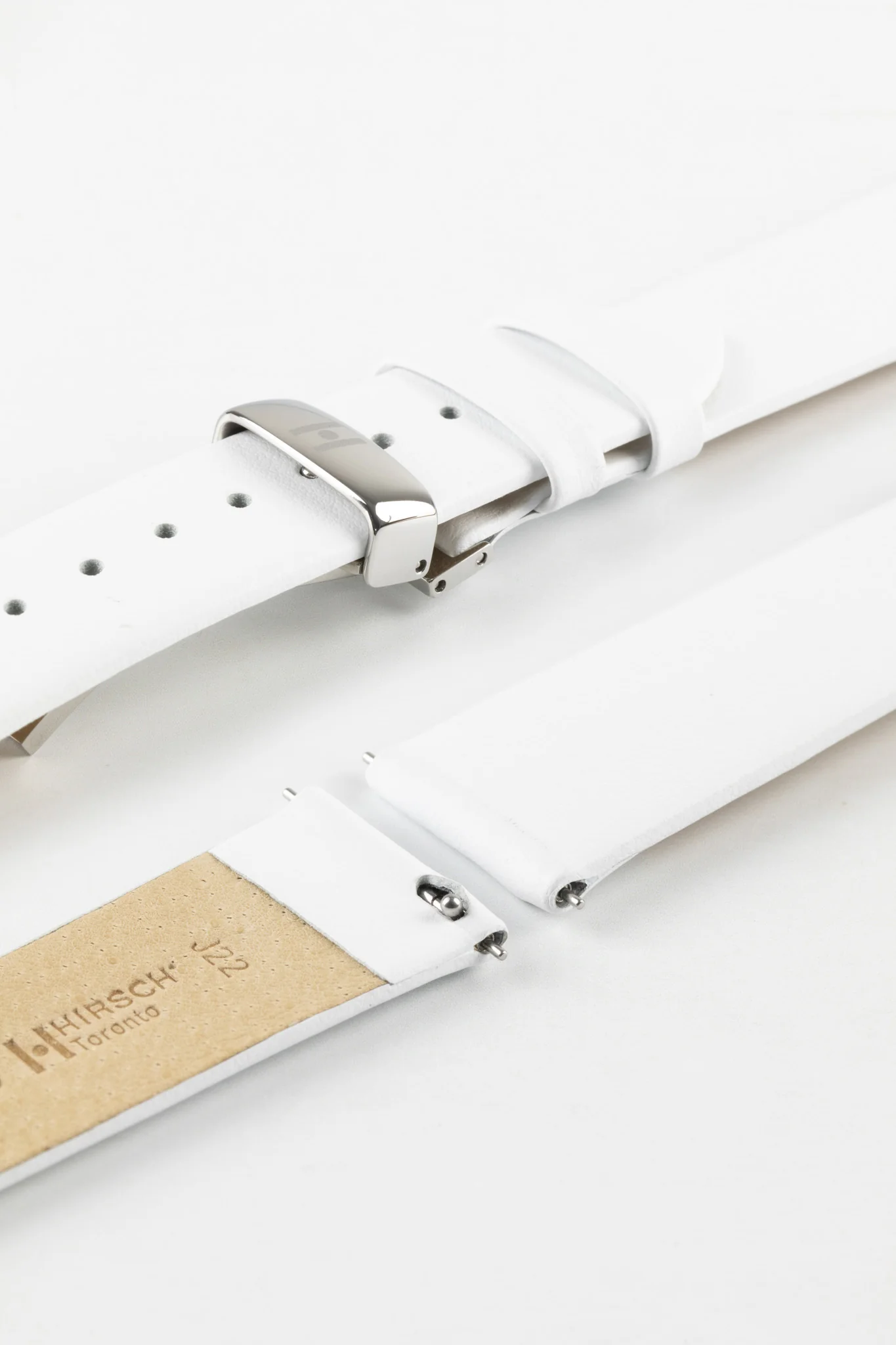 Hirsch TORONTO Quick-Release Fine-Grained Leather Watch Strap in WHITE - Image 9