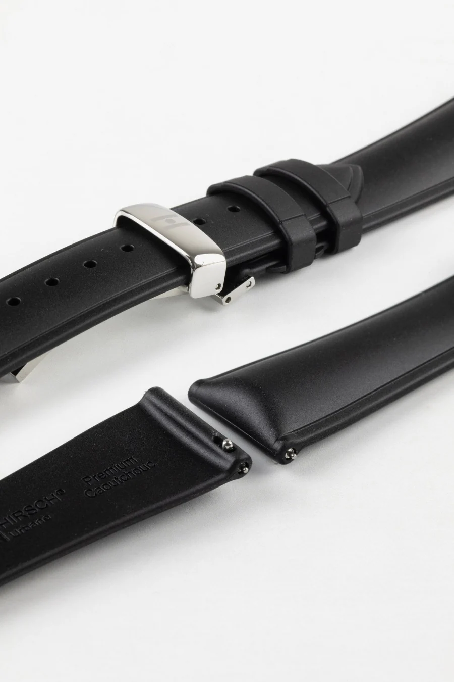 Hirsch URBANE Natural Rubber Watch Strap in BLACK - Image 11