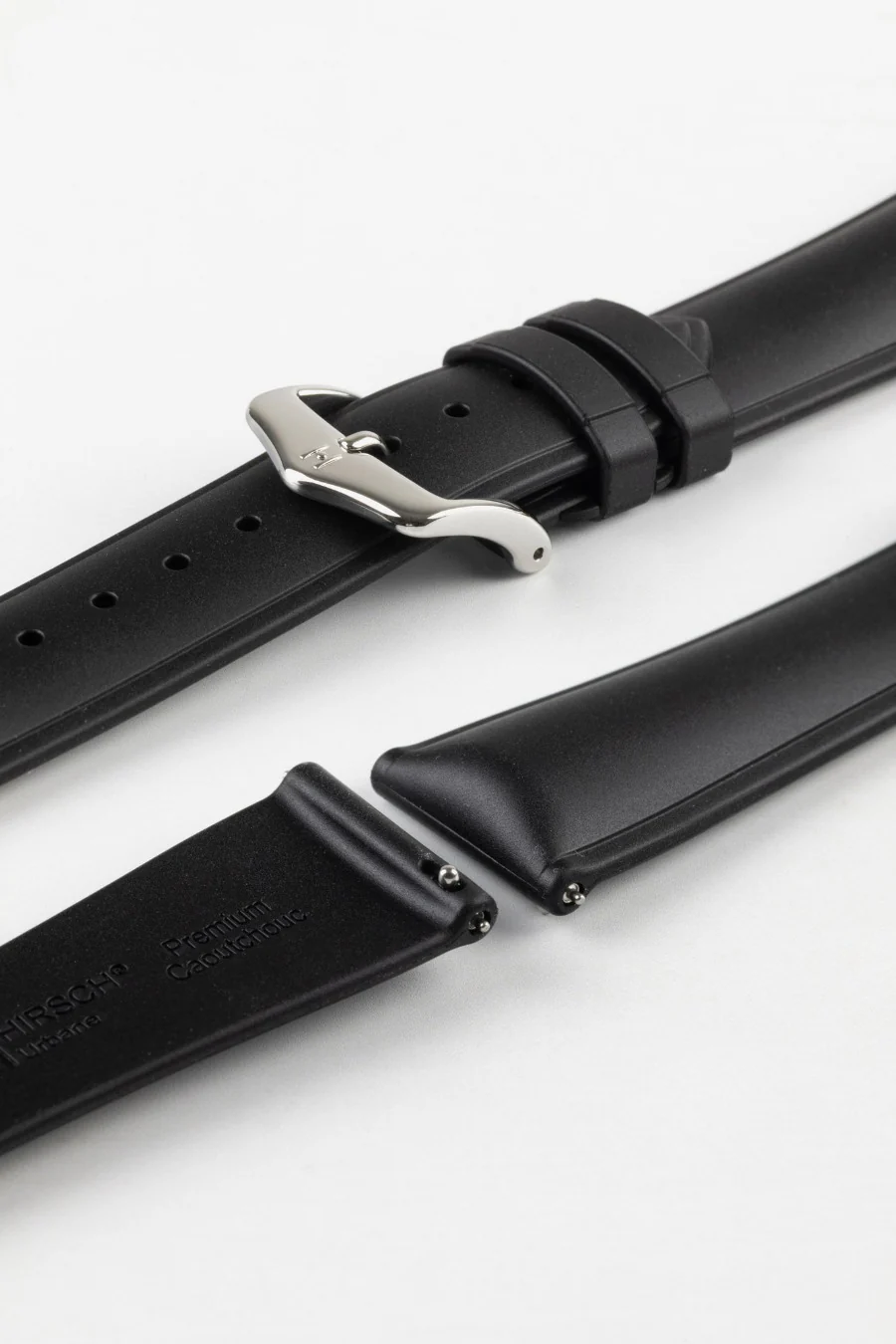 Hirsch URBANE Natural Rubber Watch Strap in BLACK - Image 7